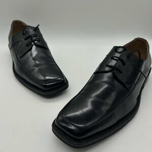 Carlo Pradi Shoes‎ Mens 10 Black Leather Italian Square Toe Dress Career Formal